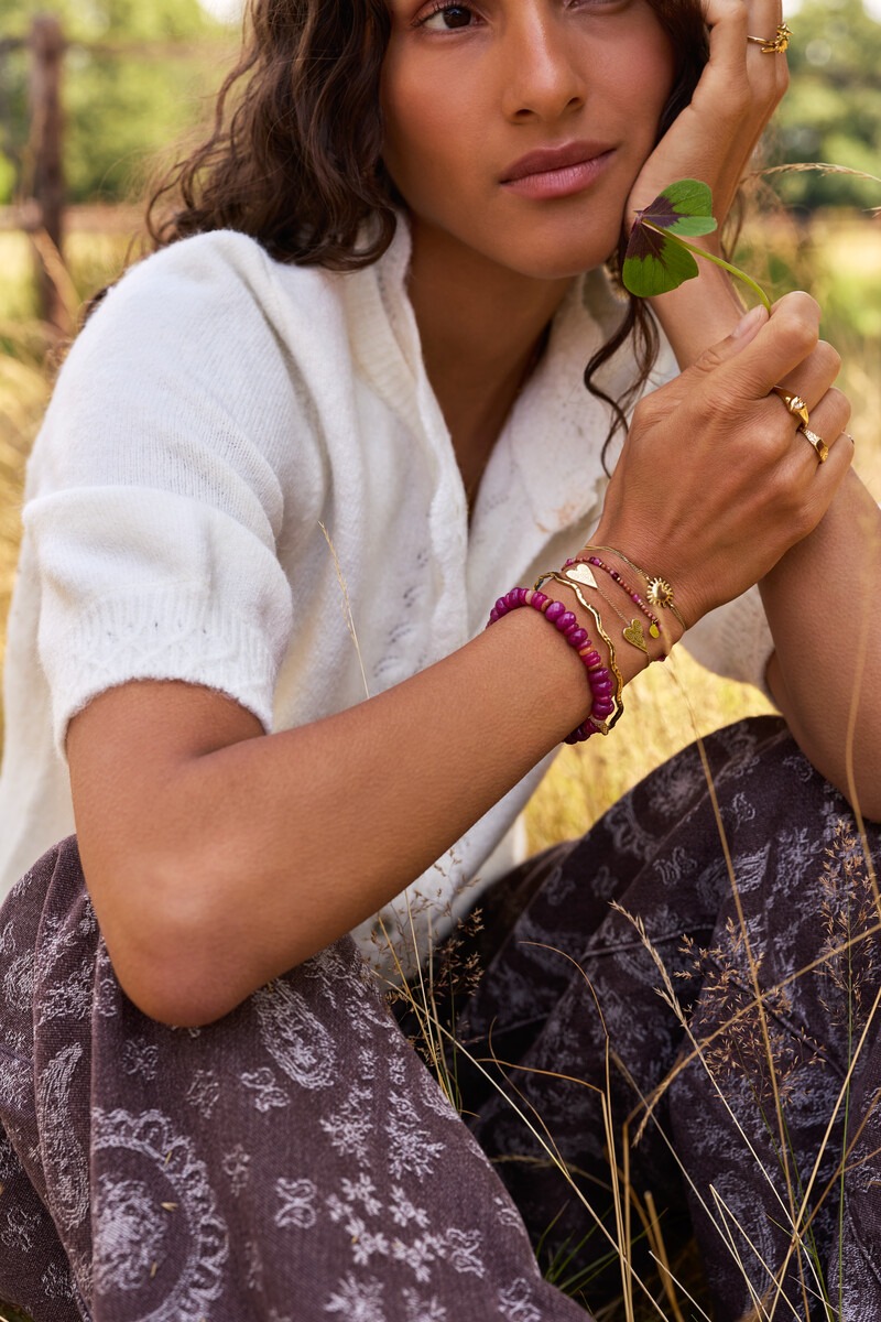 Fortune pink elastic beaded bracelet | My Jewellery