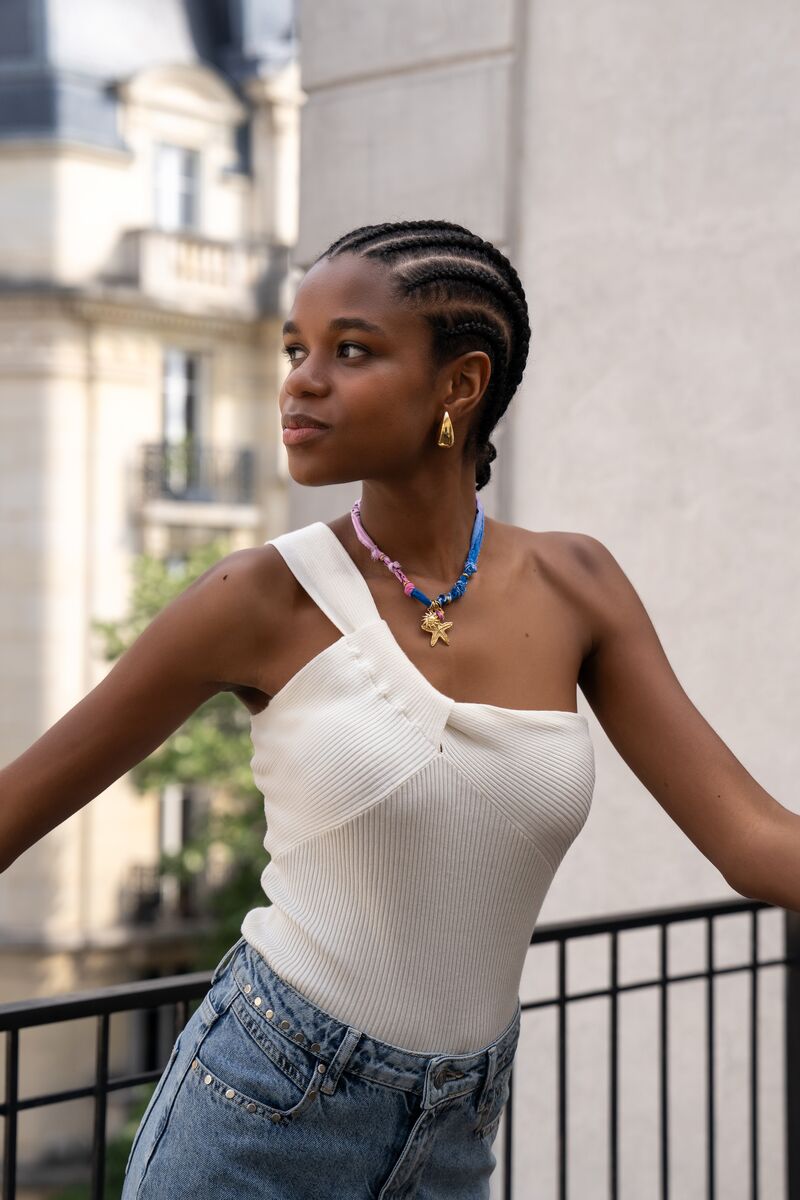 White twisted one-shoulder top | My Jewellery