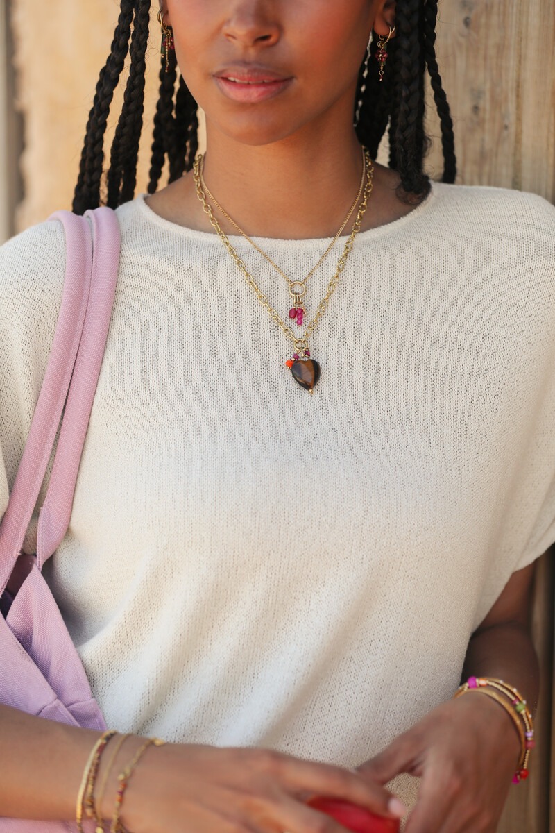 Sunrocks chain necklace with brown heart | My Jewellery