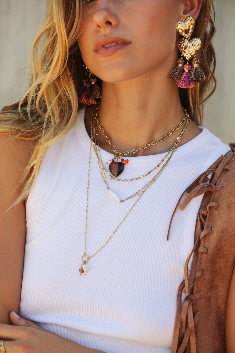 Sunrocks chain necklace with brown heart | My Jewellery