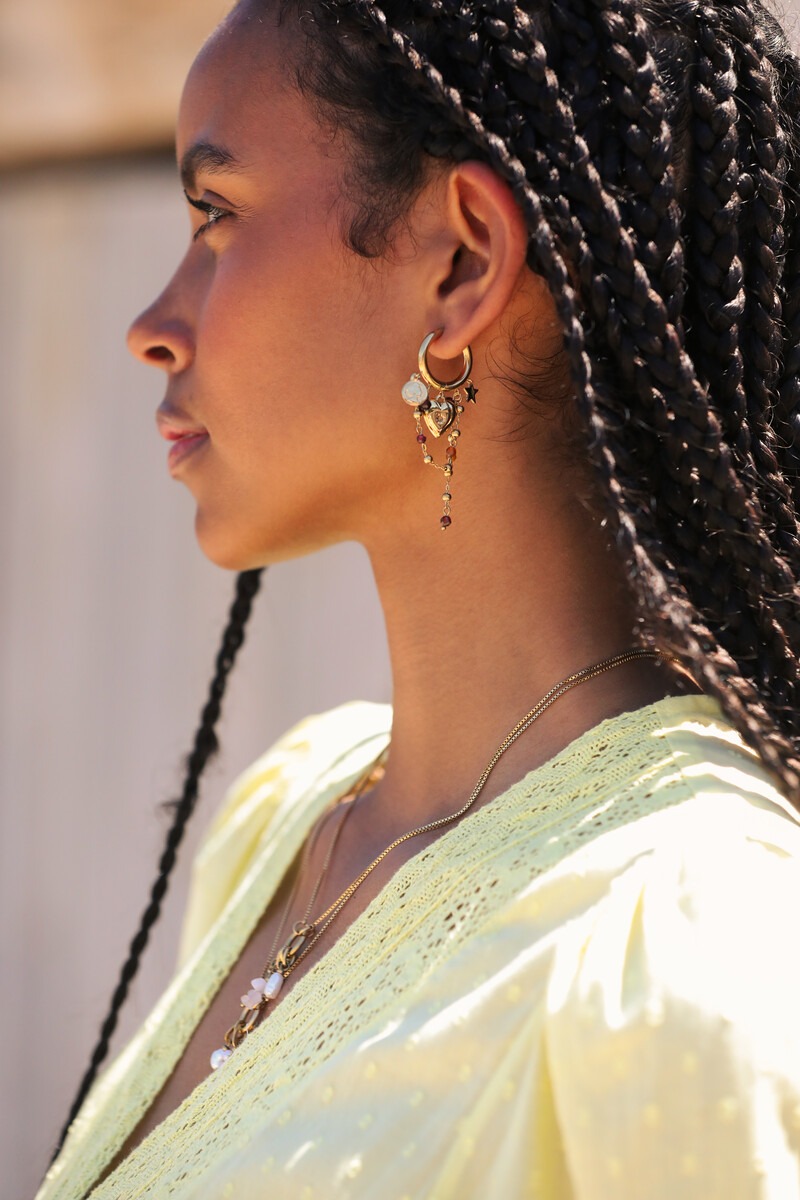 Sunrocks hoop earrings with heart and brown beads | My Jewellery
