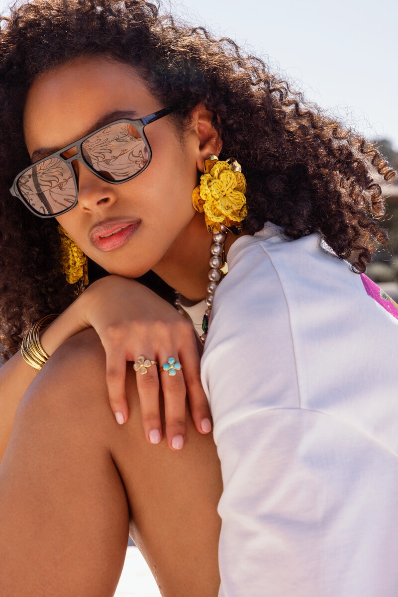 Tropical ring met turquoise klaver