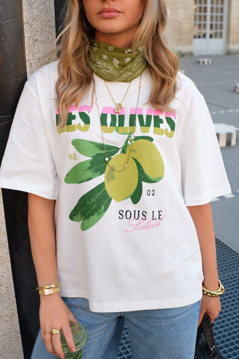 Wit T-shirt "Les olives"