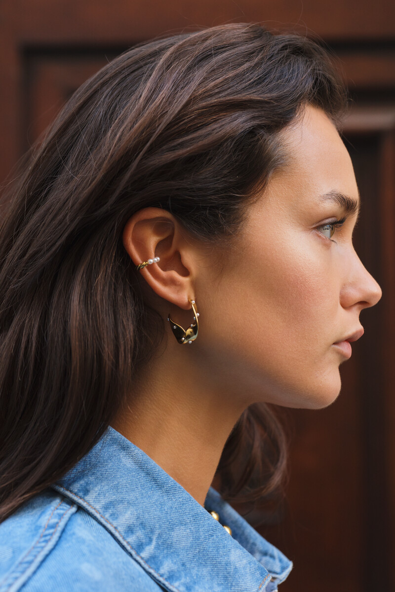 Boucles d'oreilles Bold tourbillon et perles d'eau douce