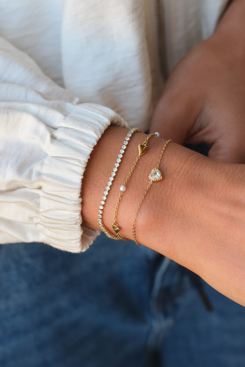 Bracelet with hearts and faux pearls | My Jewellery