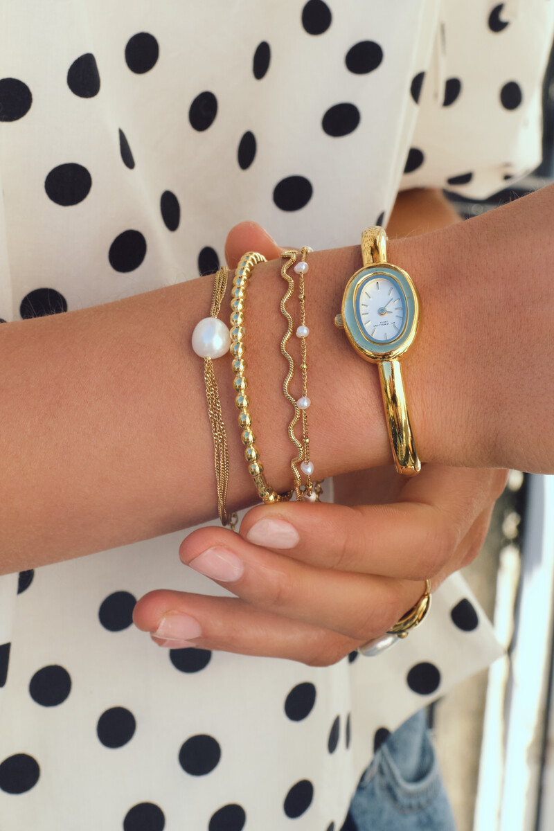 Bold dubbele armband met imitatieparels