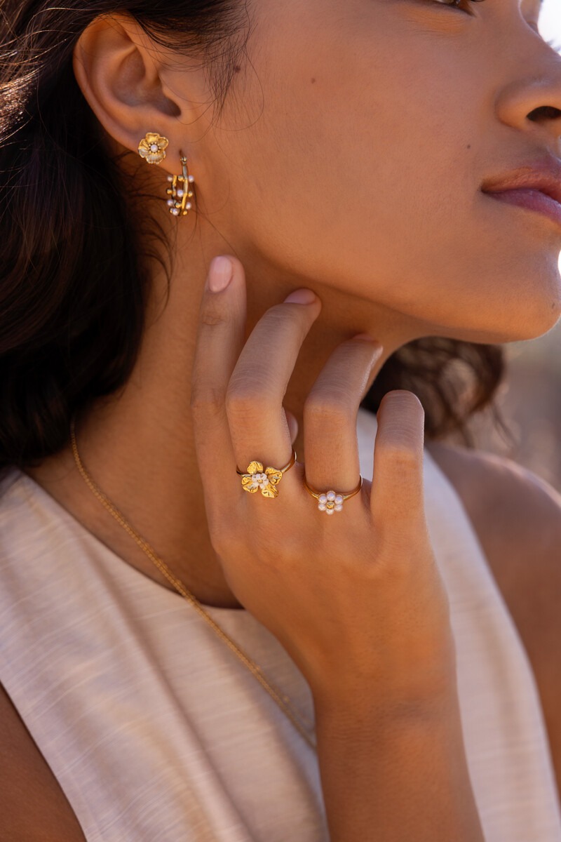 Oorringen met dots en mini imitatieparels