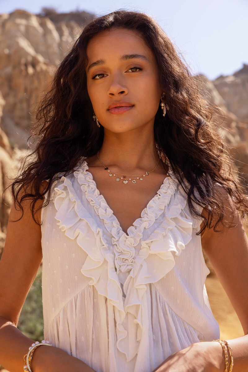 White sleeveless top with ruffles | My Jewellery