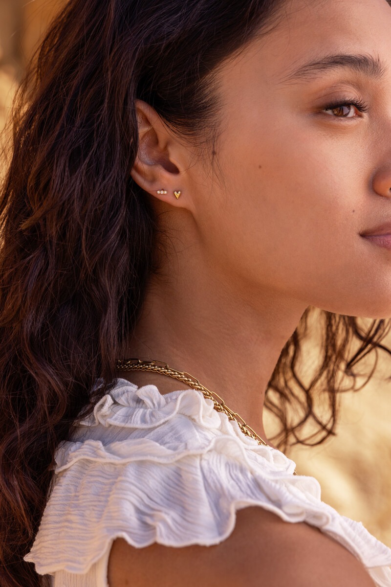 Oor piercing set met hartje en strass steen