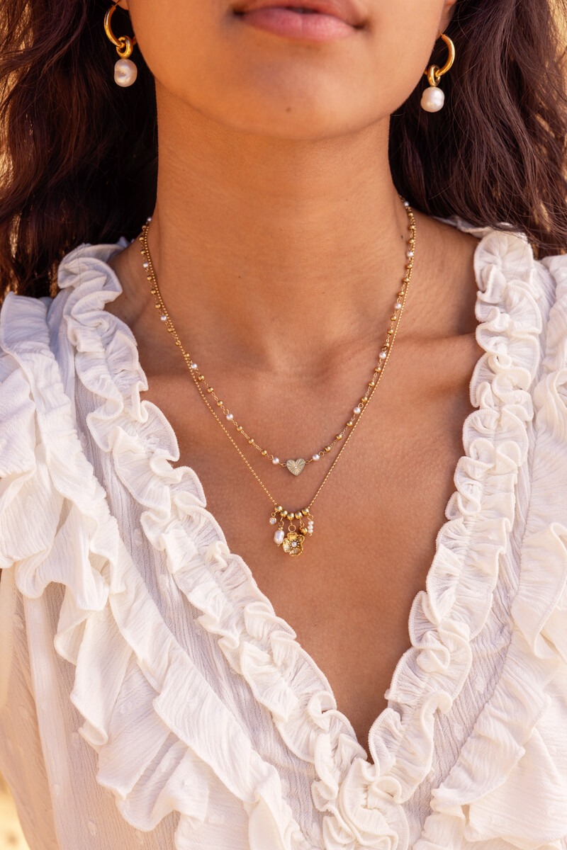 Ketting met hartje en imitatieparels