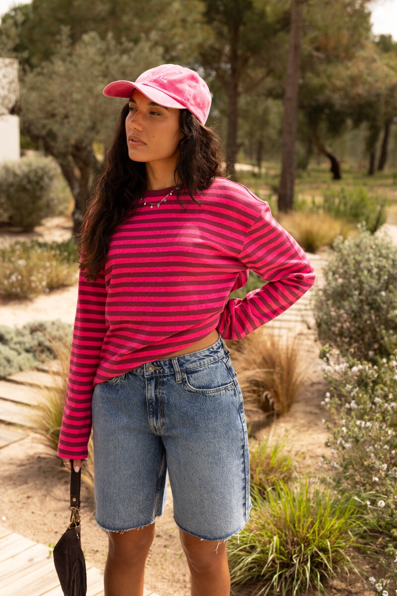Pink striped T-shirt with long sleeves | My Jewellery
