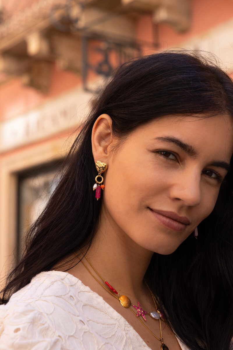Ciao drop earrings with beads and heart | My Jewellery