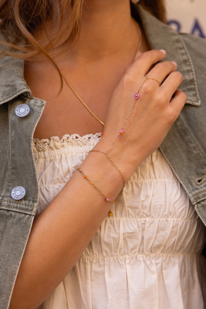 Hand chain with multicolour beads | My Jewellery