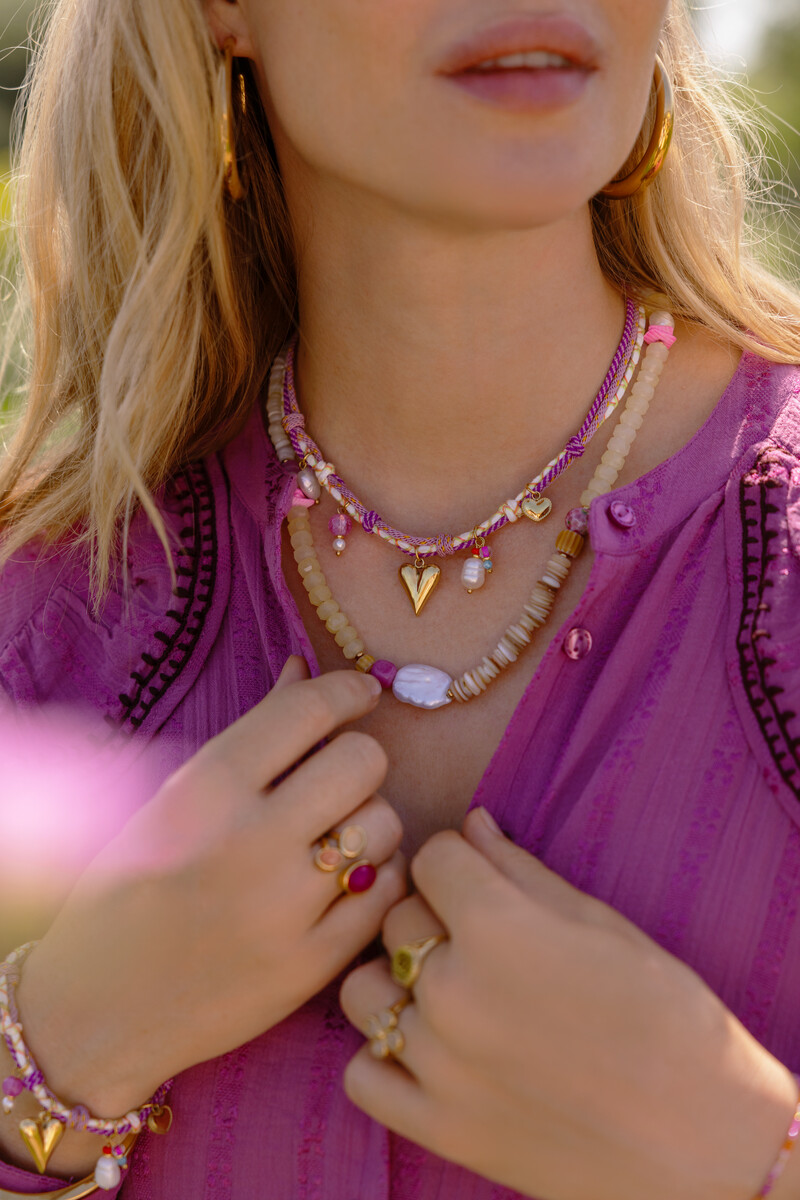 Lilac cord necklace with charms | My Jewellery