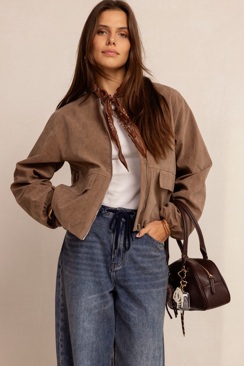 Brown balloon jacket in suede look | My Jewellery