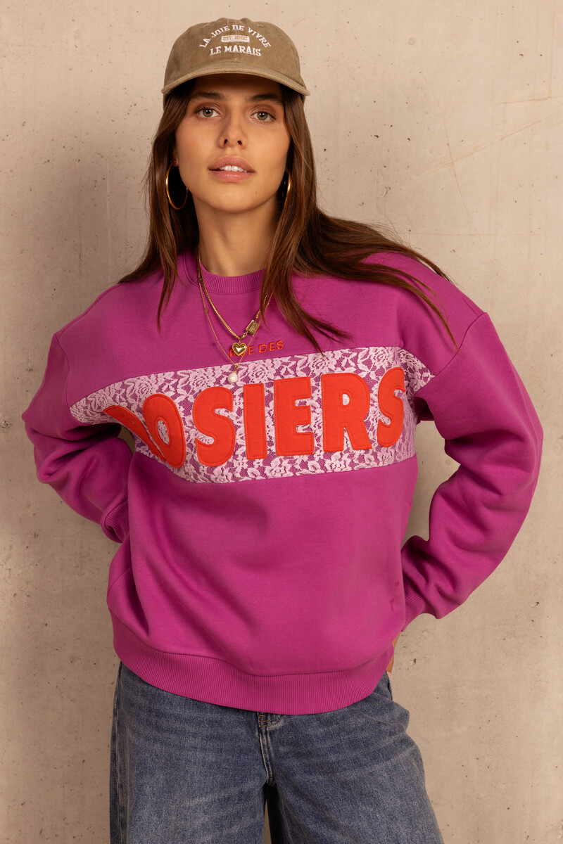 Purple sweater with lace "Rue des rosiers" | My Jewellery