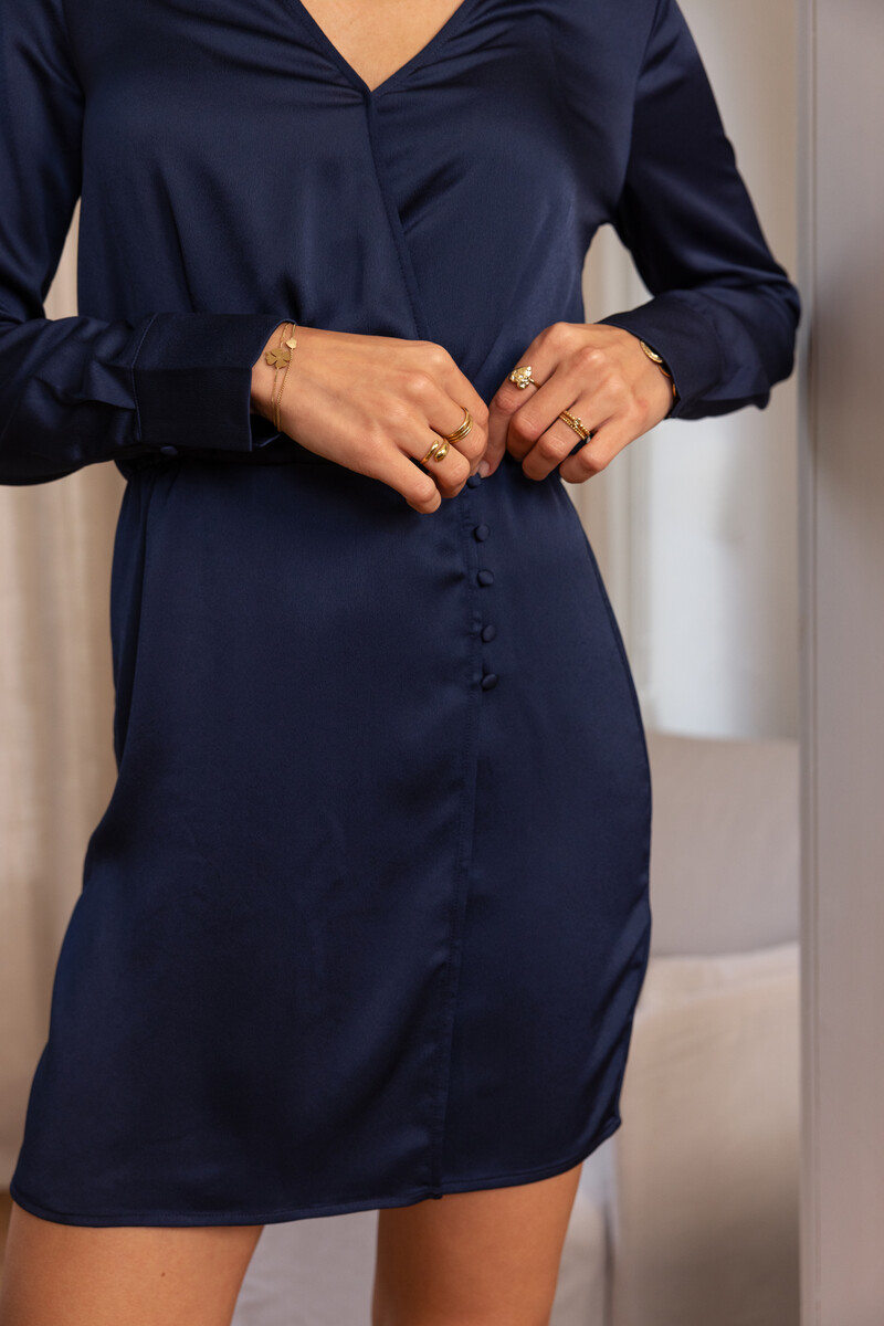 Dark blue dress in satin look | My Jewellery