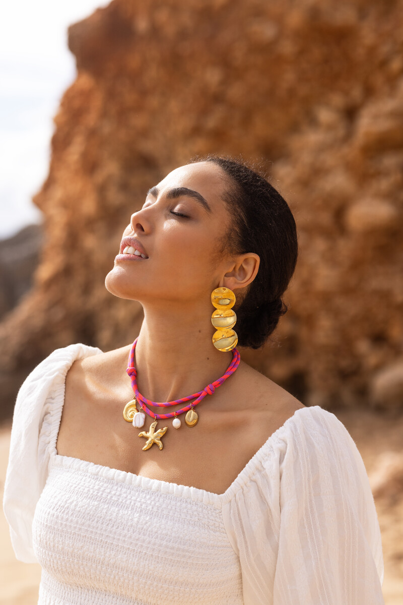 Statement earrings three round buttons | My Jewellery