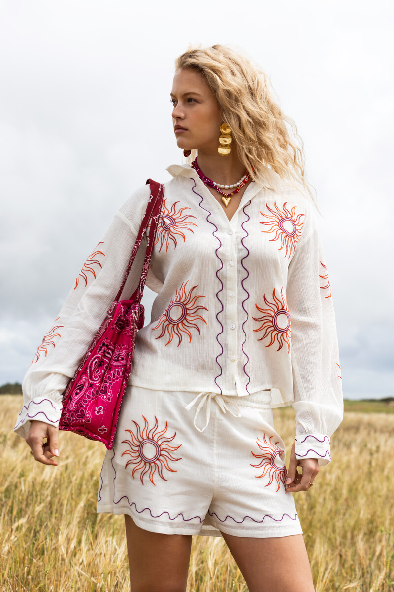White embroidery sun shorts | My Jewellery
