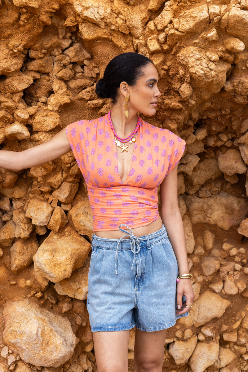 Orange multiway top with print | My Jewellery