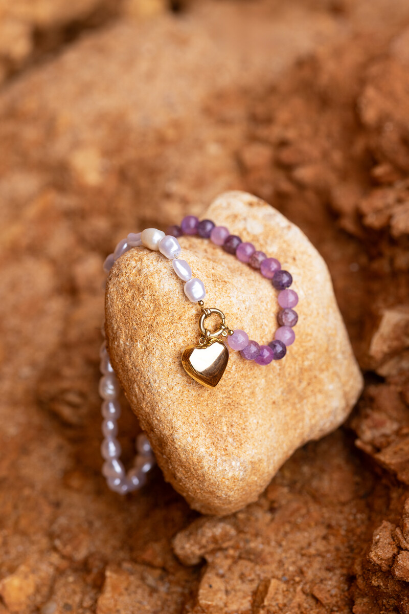 Necklace faux pearls & freshwater pearls with purple beads | My Jewellery