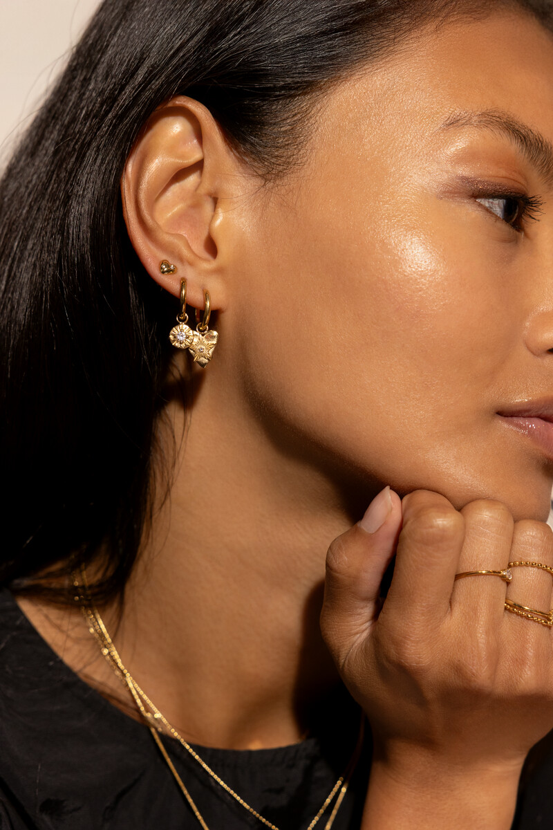 Midnight mini hoop earrings circle with rhinestones | My Jewellery