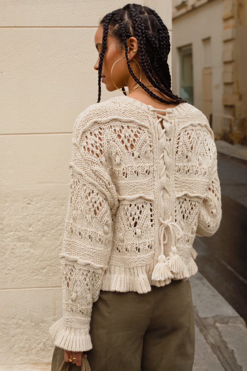 Beige knitted sweater in boho style | My Jewellery