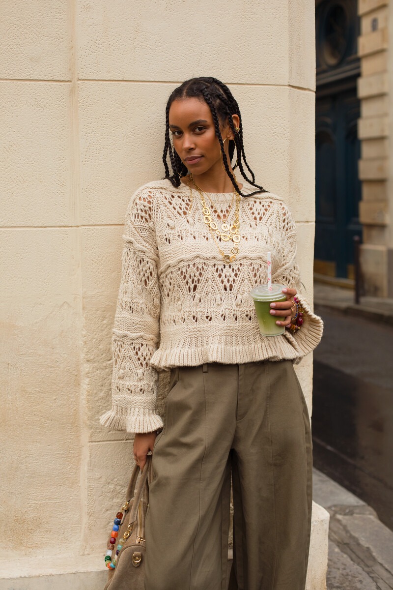 Beige knitted sweater in boho style | My Jewellery