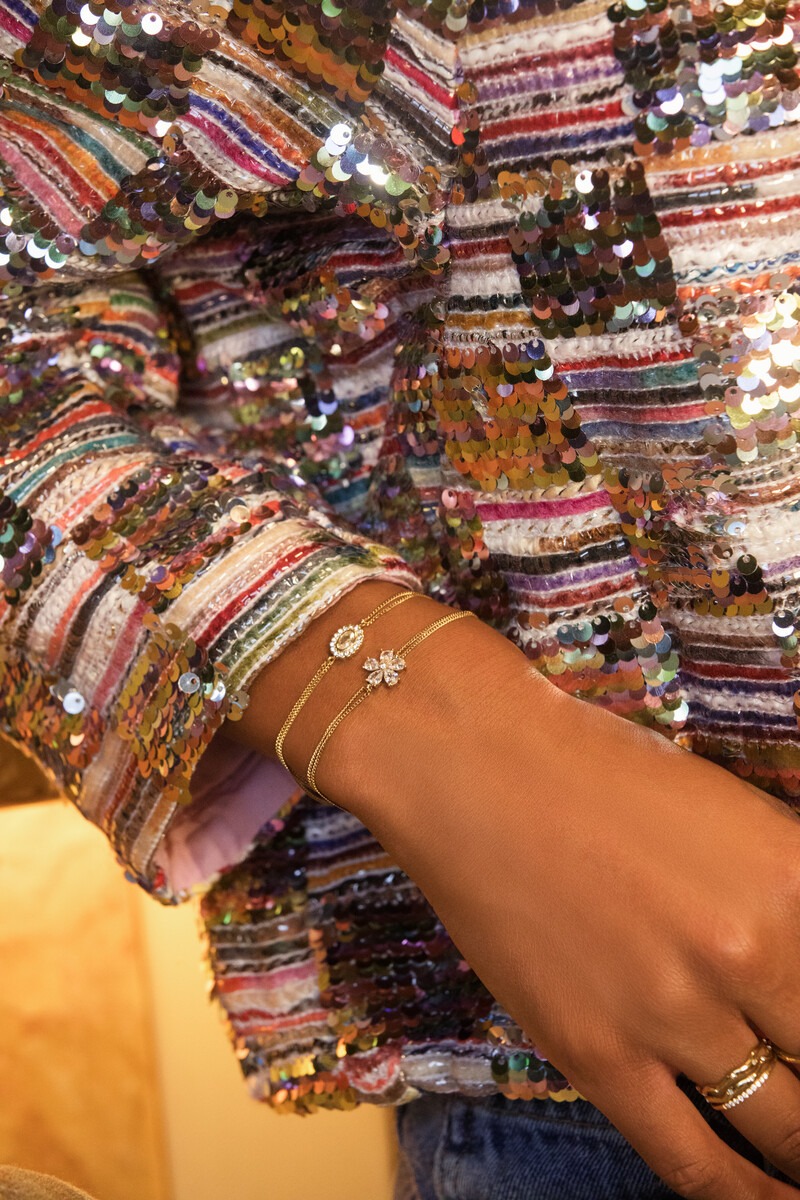 Magical double bracelet with oval rhinestone | My Jewellery