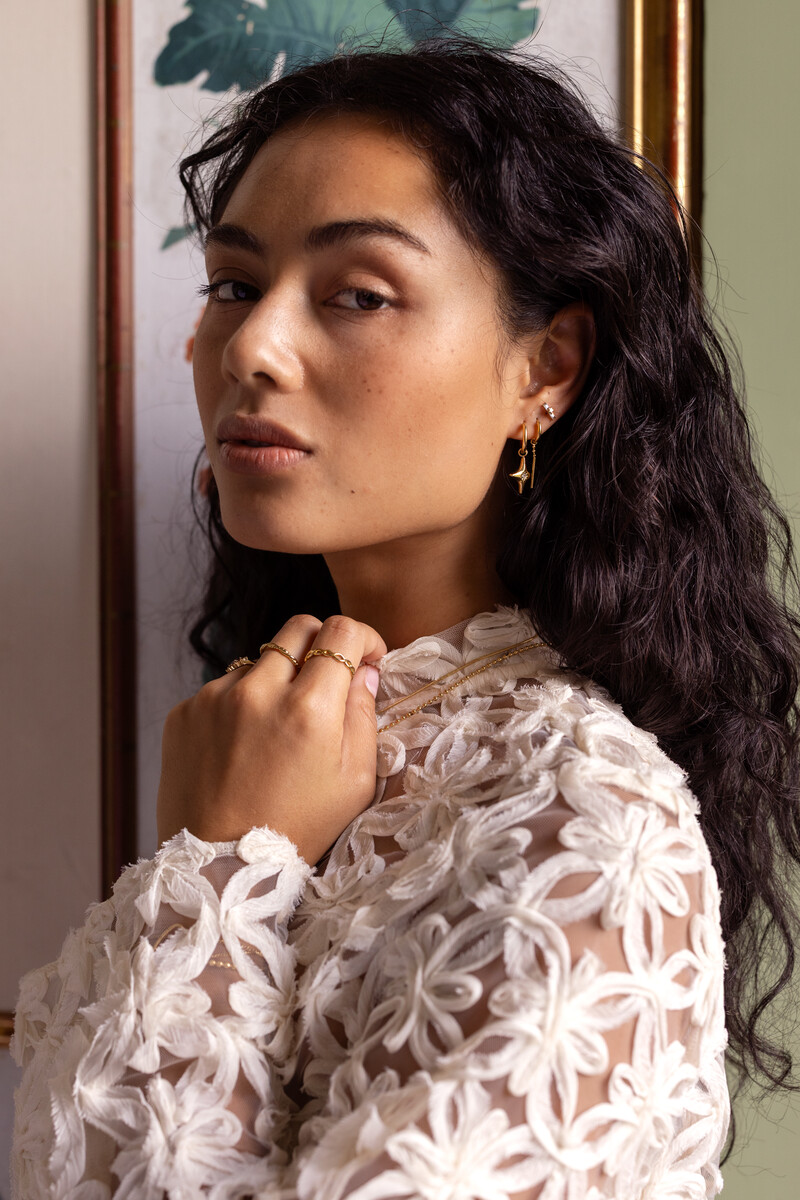 Beige mesh top with flowers | My Jewellery