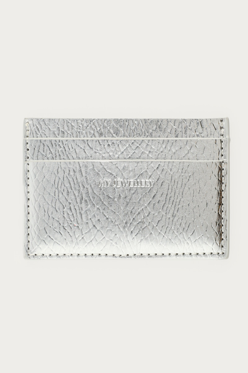 Silver-coloured card holder with croco print | My Jewellery