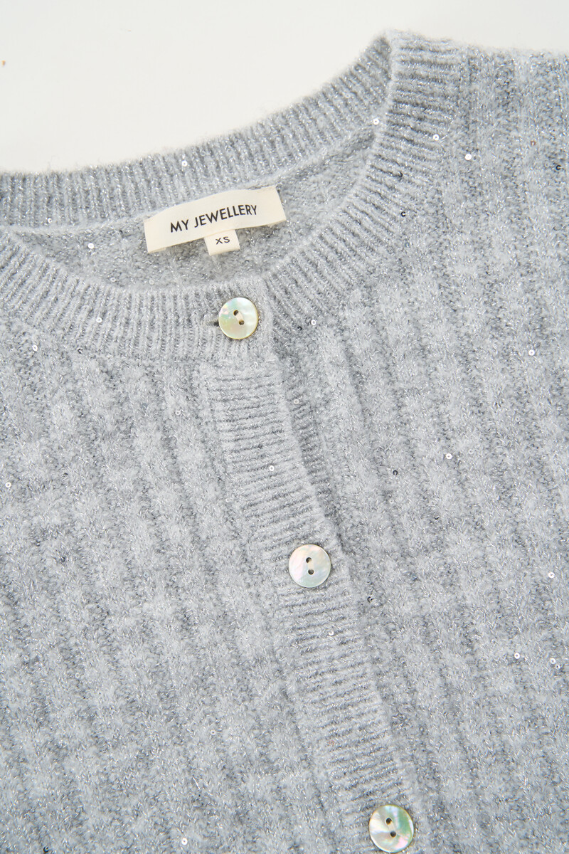 
Silver-coloured cardigan with sequins  | My Jewellery
