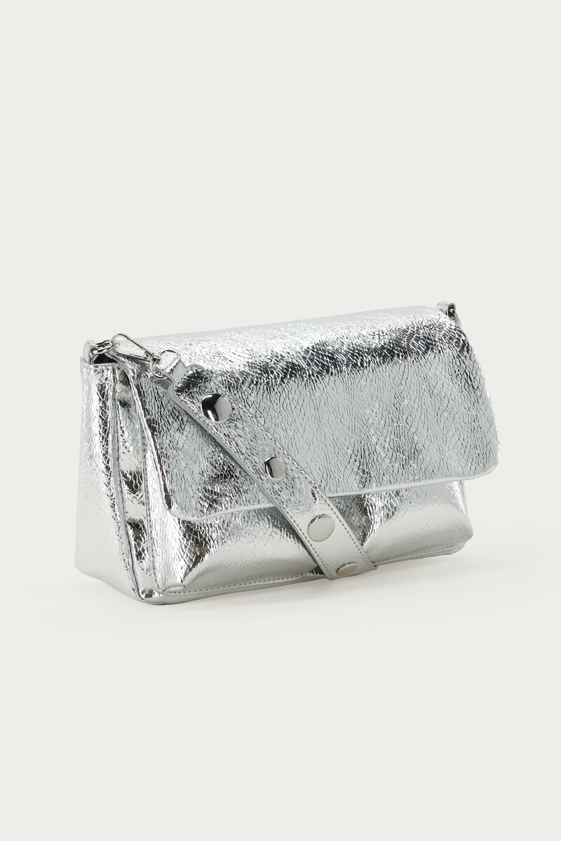 Silver-coloured crossbody bag with croco design | My Jewellery