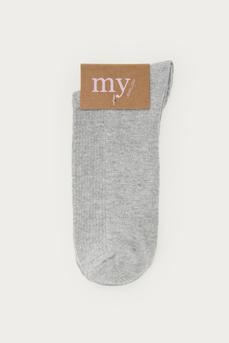Silver-Coloured lurex socks with ruffles | My Jewellery
