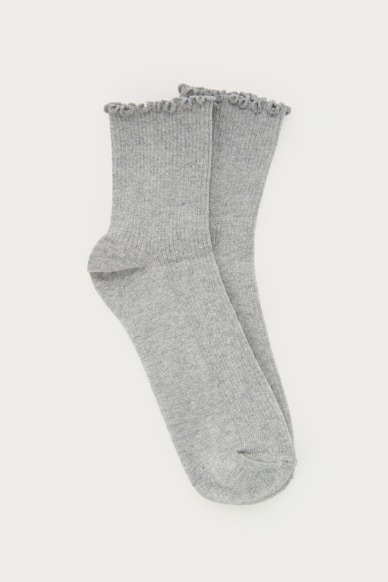 Silver-Coloured lurex socks with ruffles | My Jewellery