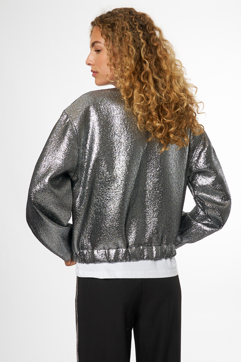 Silver metallic bomber jacket | My Jewellery
