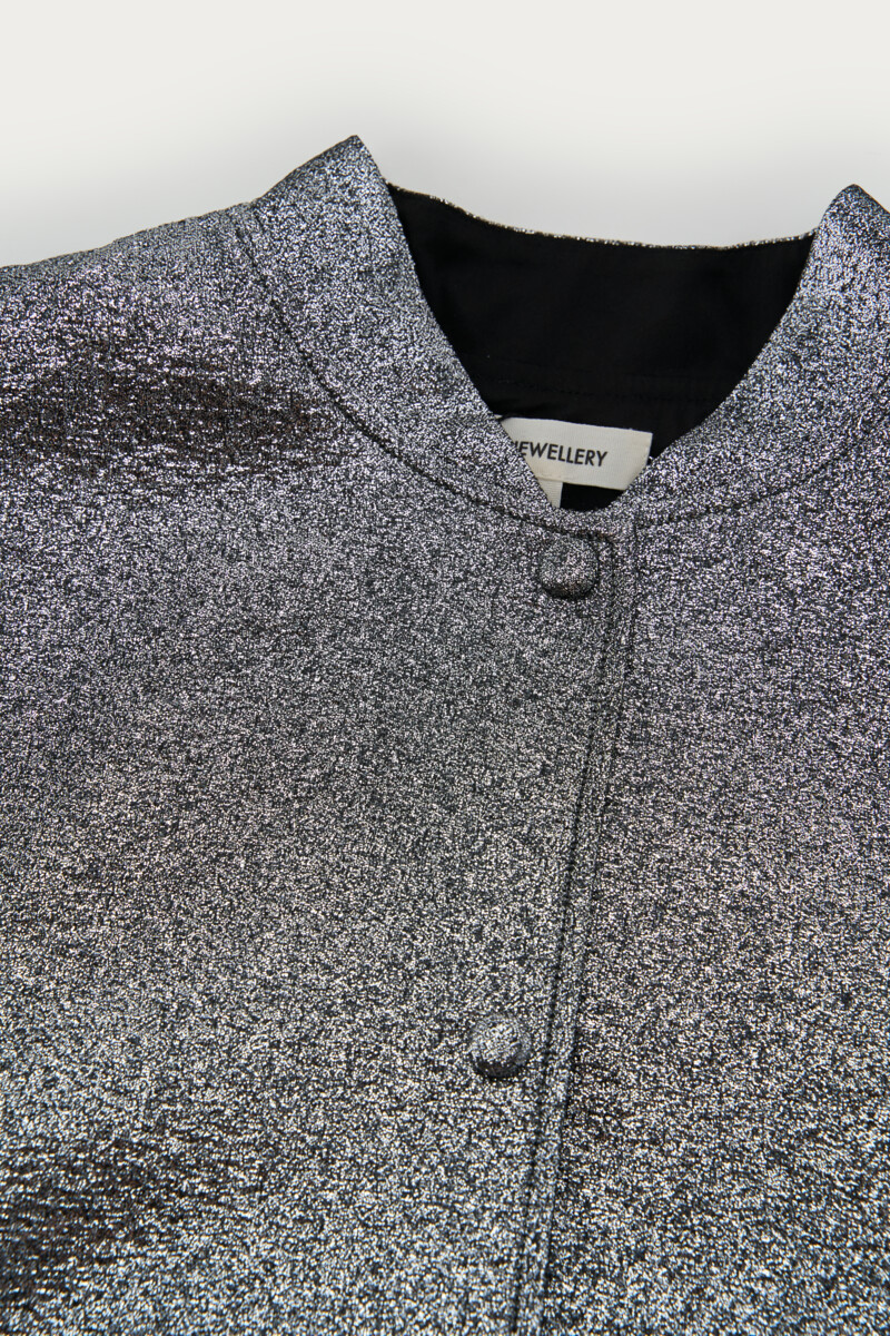 Silver metallic bomber jacket | My Jewellery
