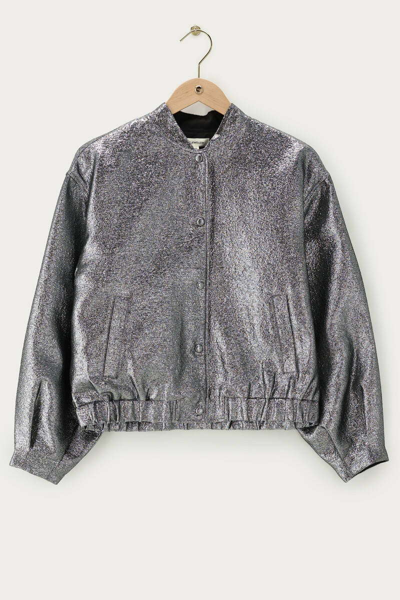 Silver metallic bomber jacket | My Jewellery