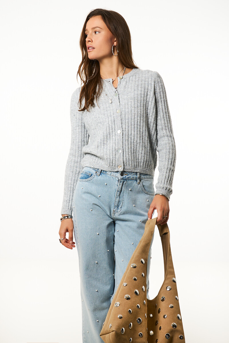 Silver-coloured cardigan with sequins  | My Jewellery