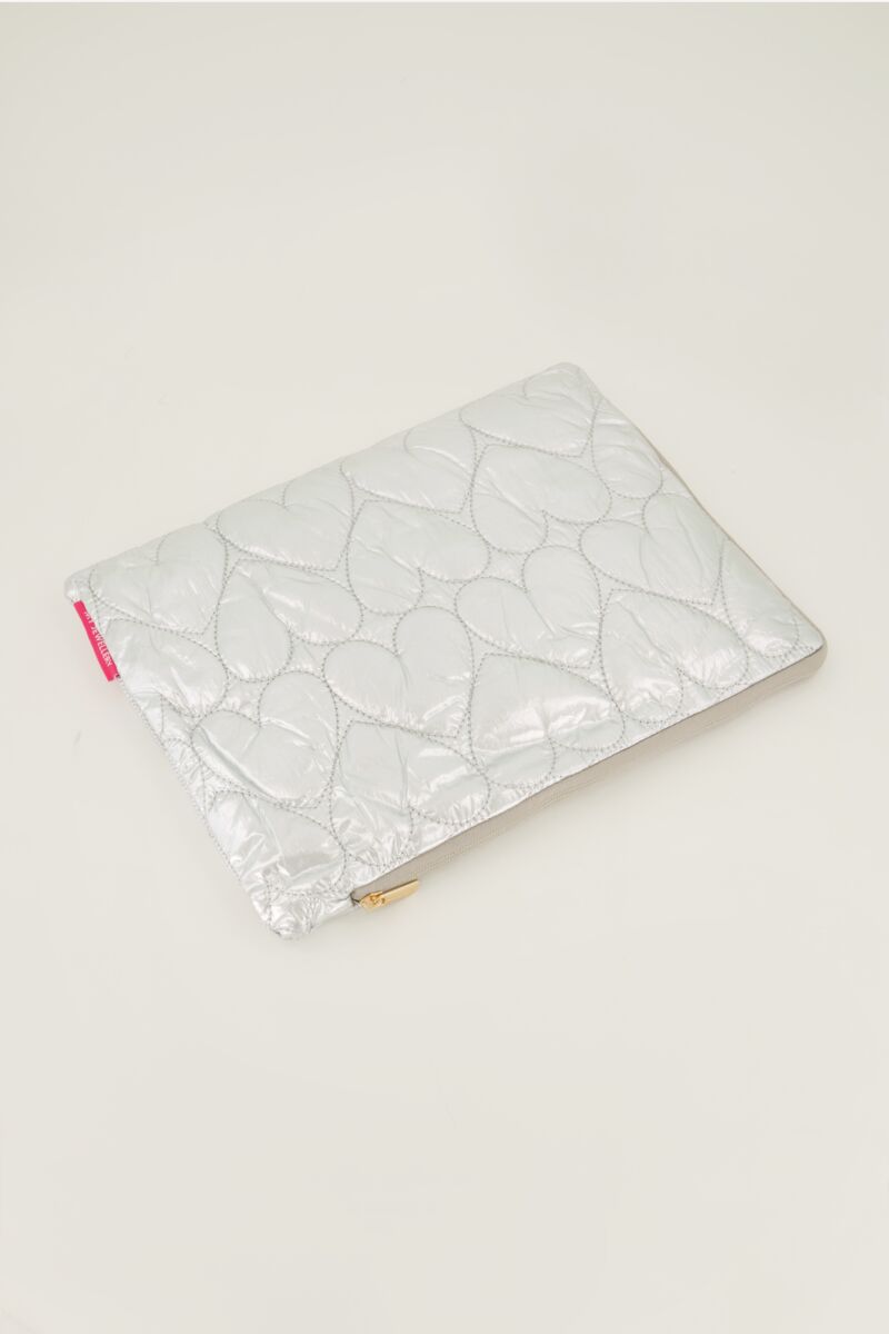 Silver laptop sleeve with hearts pattern | My Jewellery