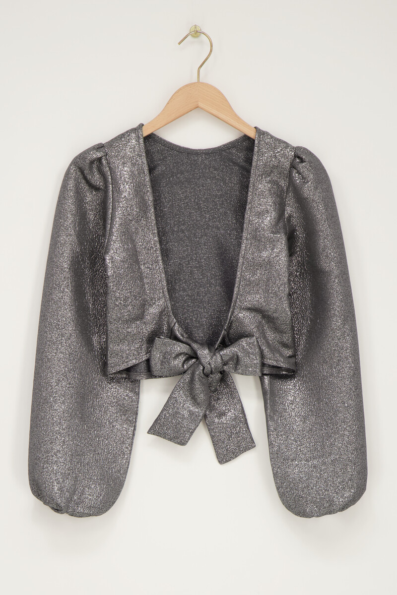 Silver lurex top with bow | My Jewellery