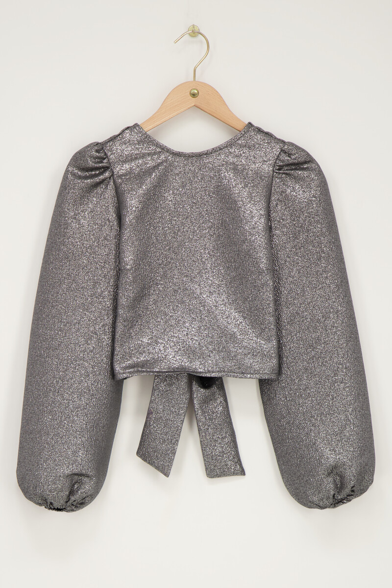 Silver lurex top with bow | My Jewellery