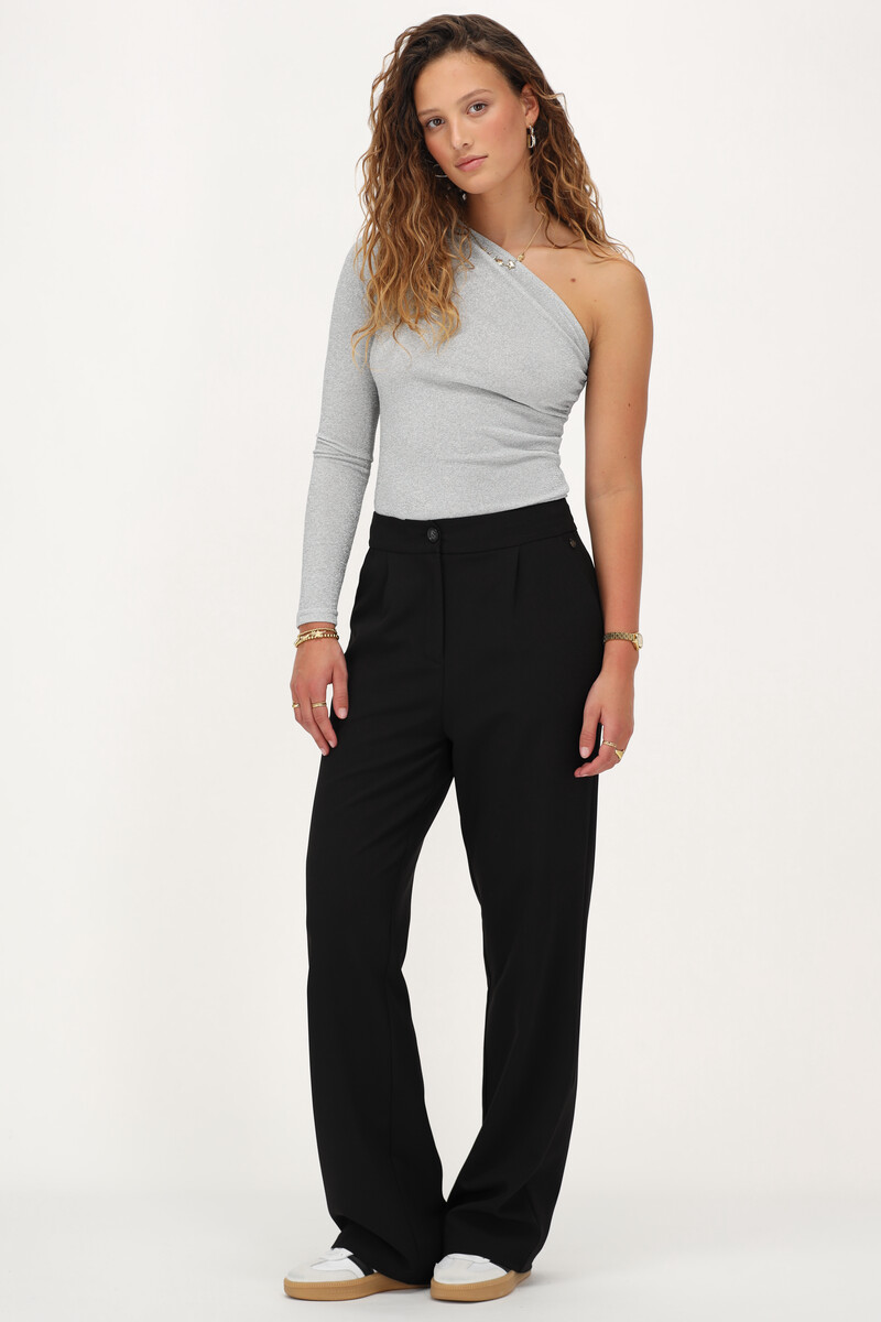 Silver one-shoulder top with lurex | My Jewellery