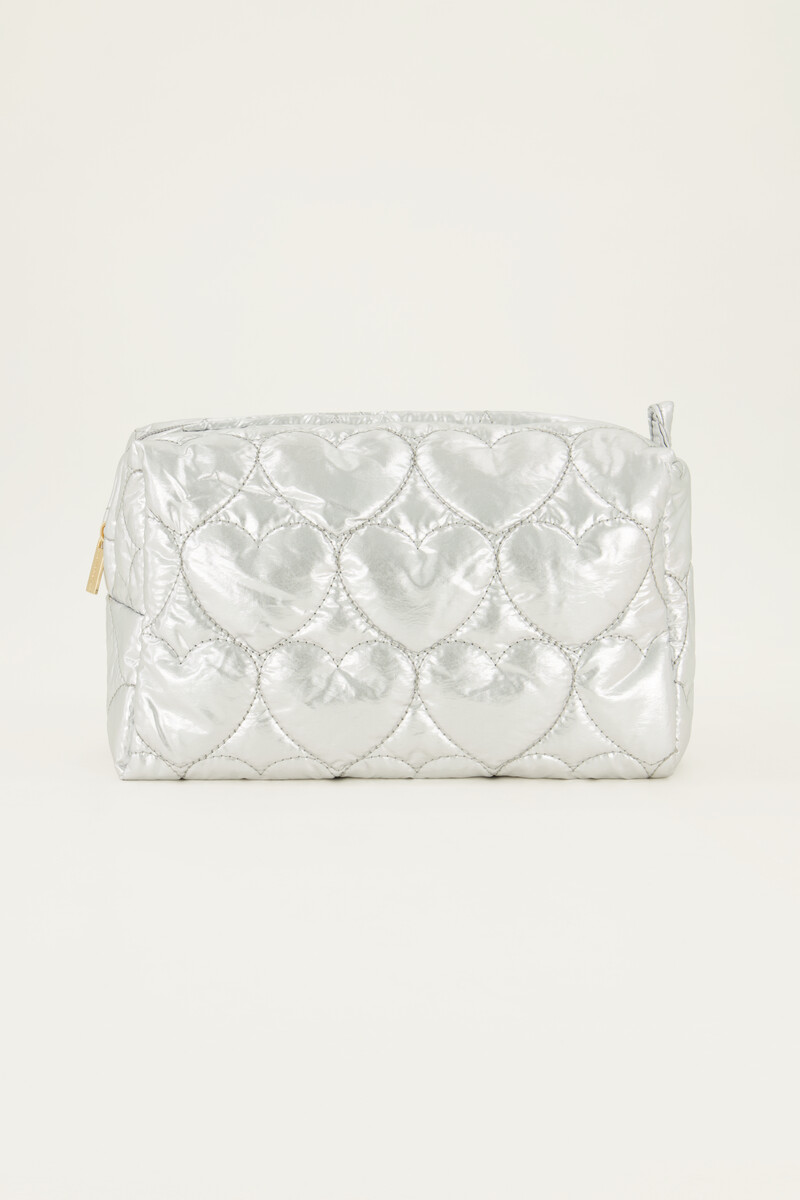 Silver toiletry bag with padded hearts | My Jewellery