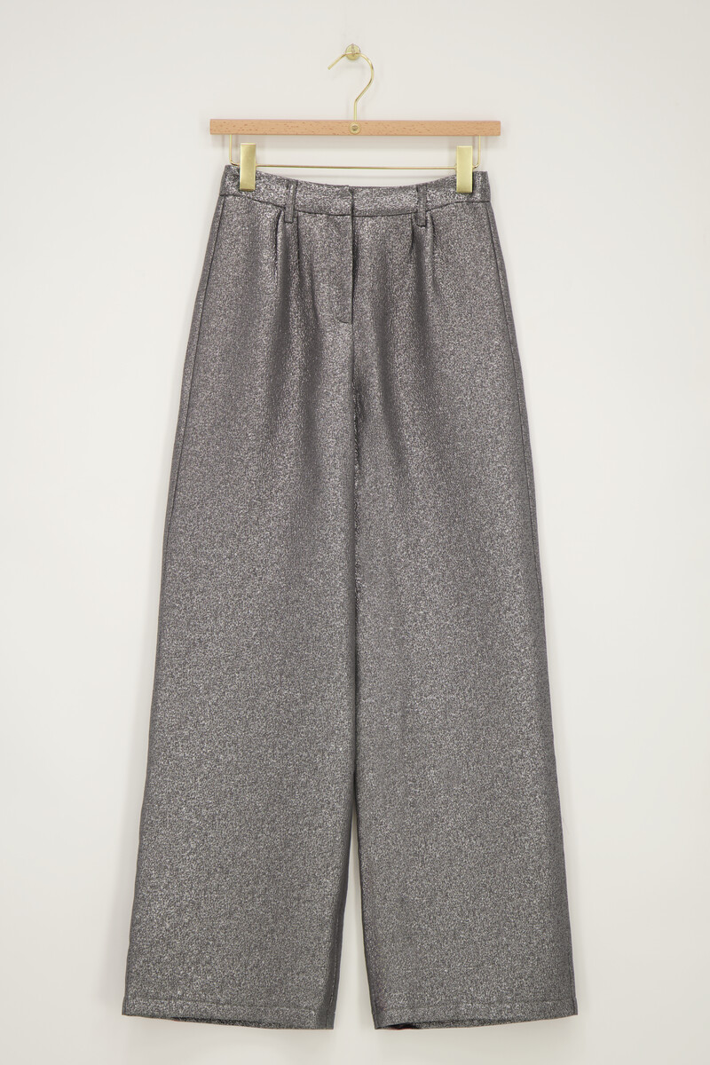 Silver wide leg trousers with lurex | My Jewellery