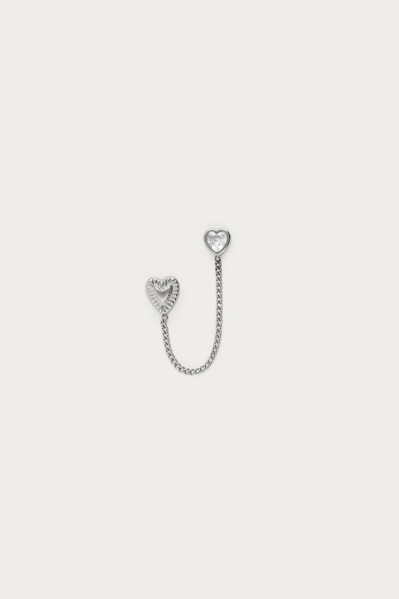 Single stud heart and rhinestone with chain | My Jewellery