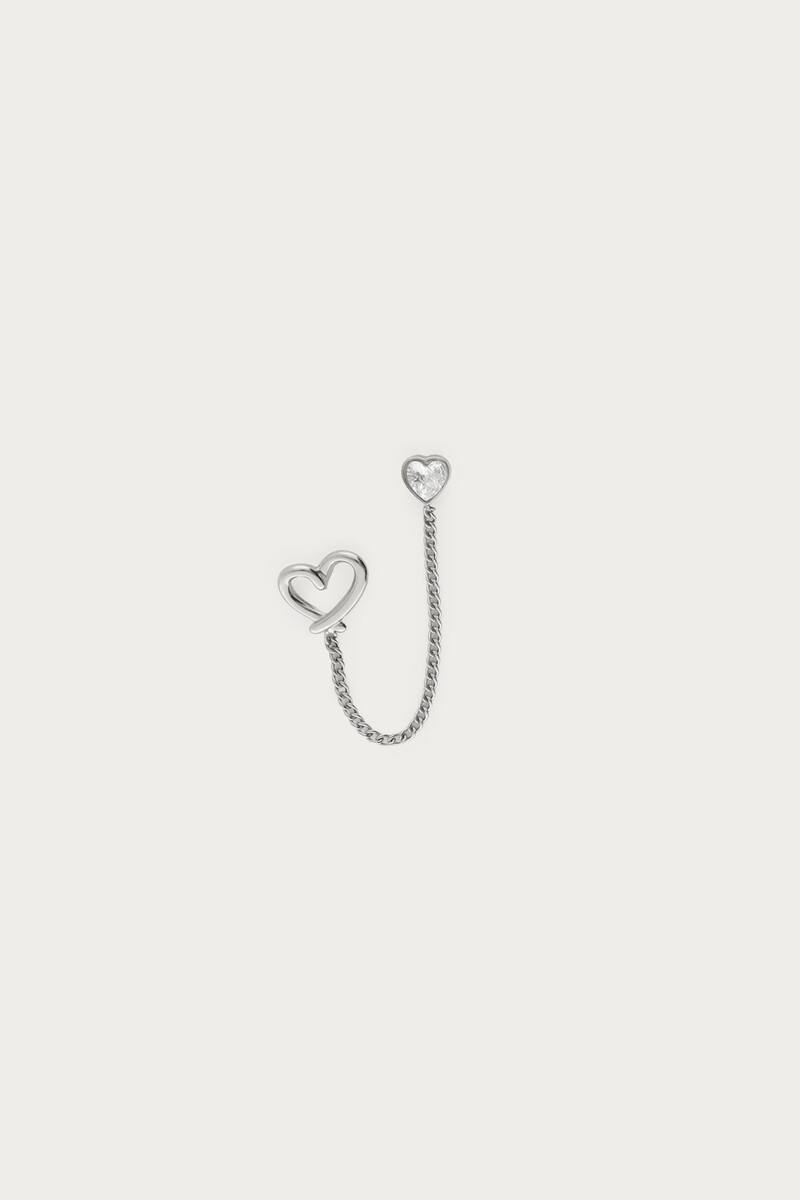 Single stud open hart met chain