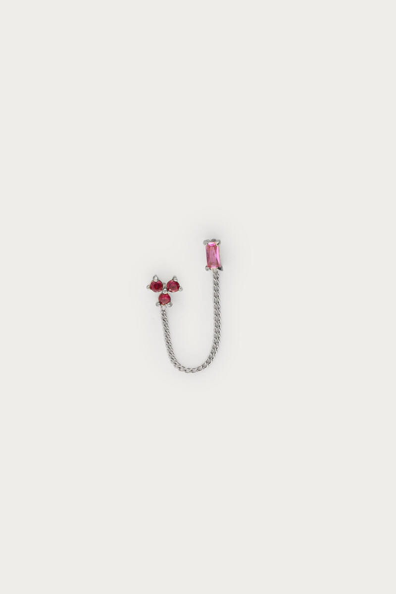 Single stud red rhinestone with chain | My Jewellery