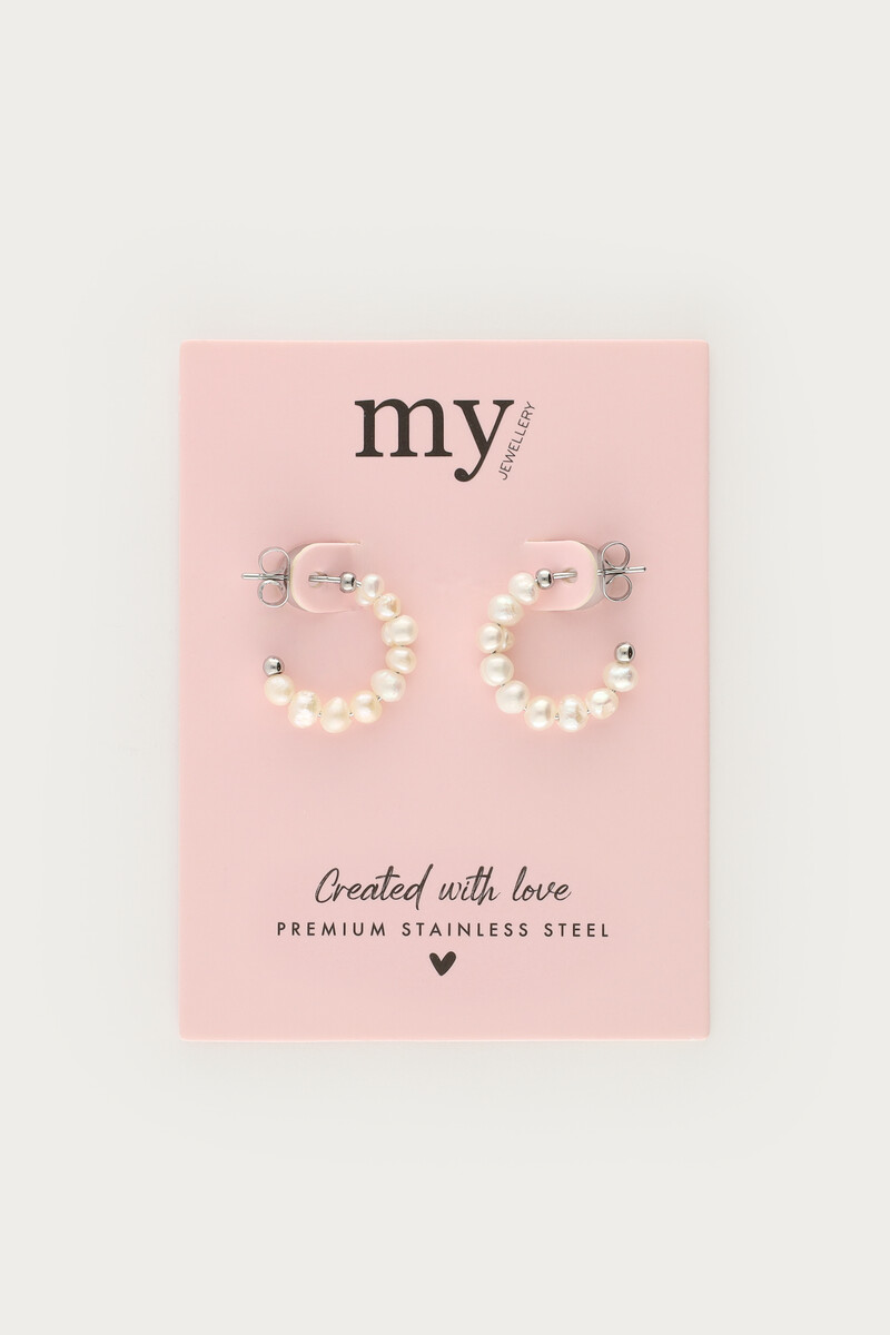 Small hoop earrings with freshwater pearls | My Jewellery