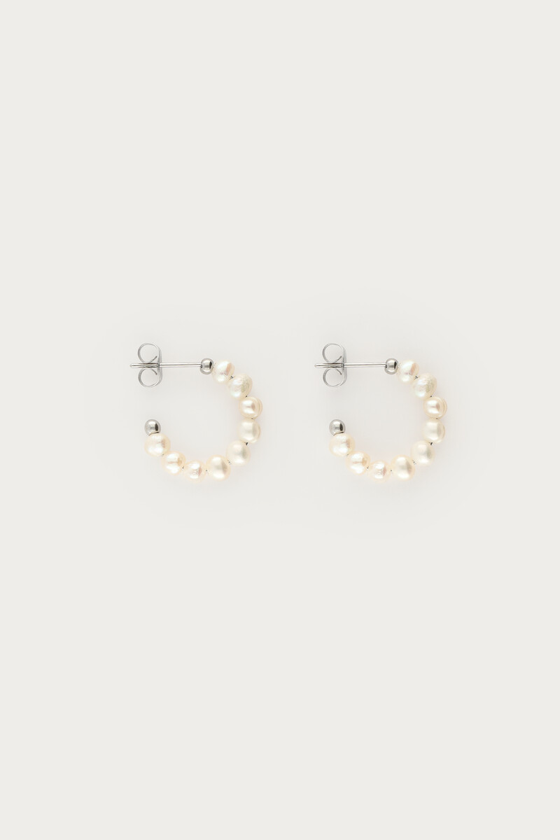 Small hoop earrings with freshwater pearls | My Jewellery